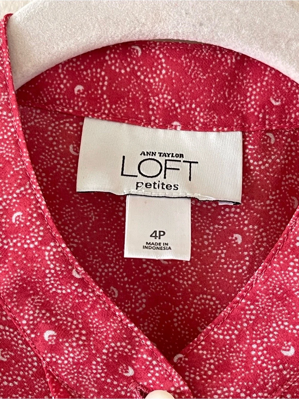 LOFT Fuchsia Floral Sheer Tie-Waist Button Blouse